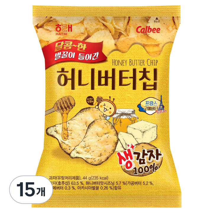 해태제과 허니버터칩, 44g, 15개