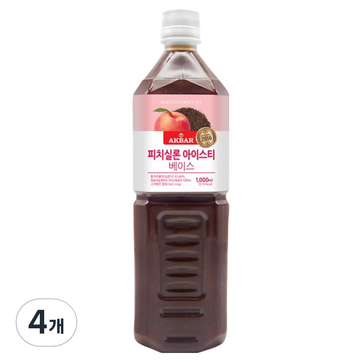 아크바 피치실론 아이스티 베이스, 1L, 4개