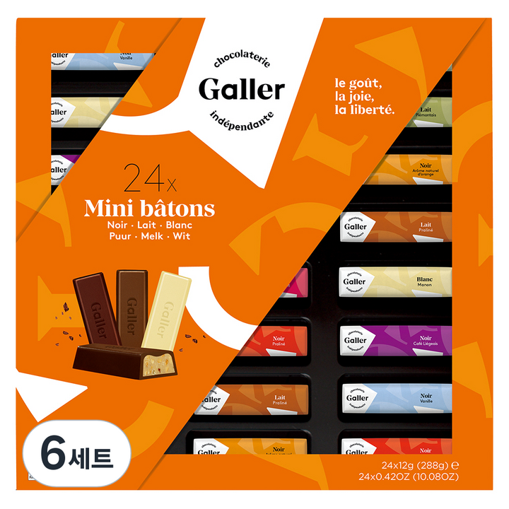 갤러 기프트박스 초콜릿 미니바 24p, 288g, 6세트