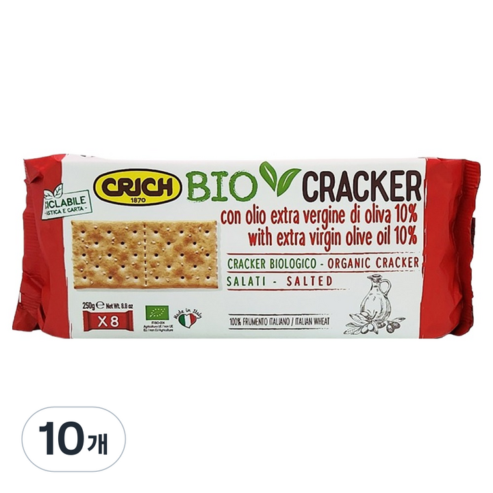 크릭 유기농 엑스트라버진 올리브유 솔티드 크래커 8p, 250g, 10개