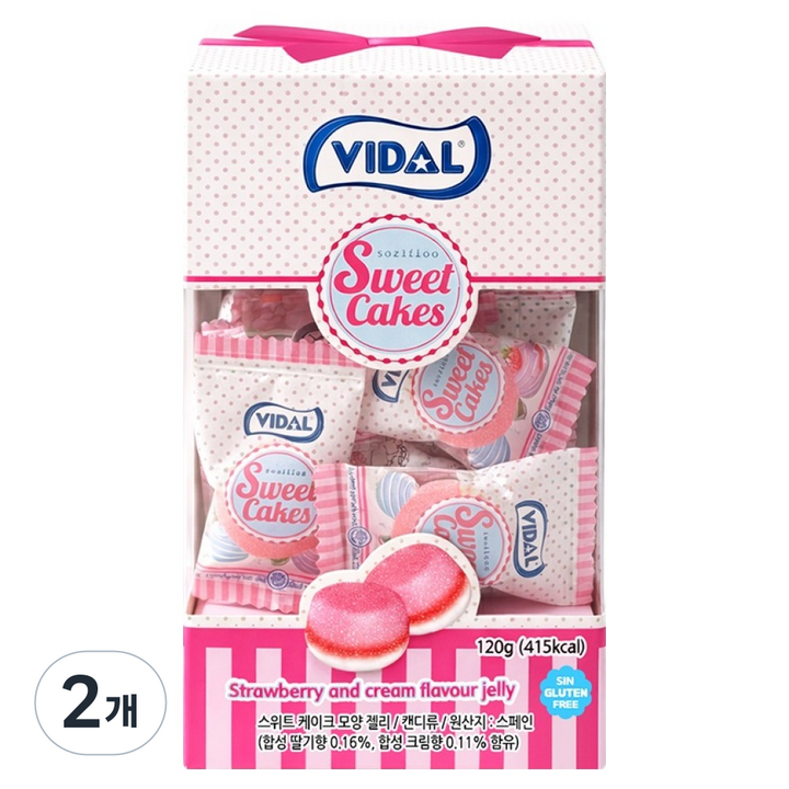 비달 스위트 케이크 모양 젤리 기프트 박스, 120g, 2개