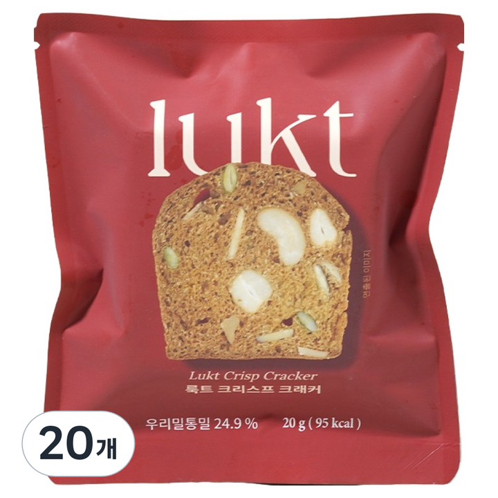 LUKT 단백질 프로틴 우리밀통밀 크리스프 크래커, 20g, 20개