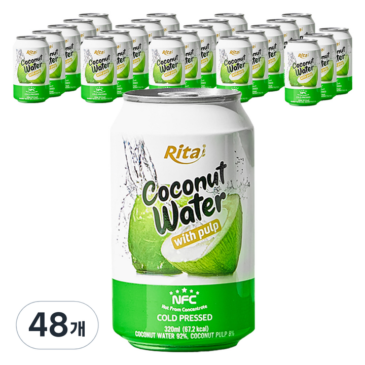 리타 NFC 코코넛워터 위드 펄프, 320ml, 48개