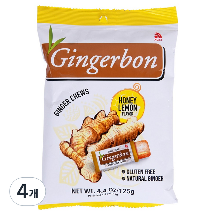 진저본 생강 츄이캔디 허니레몬맛, 125g, 4개