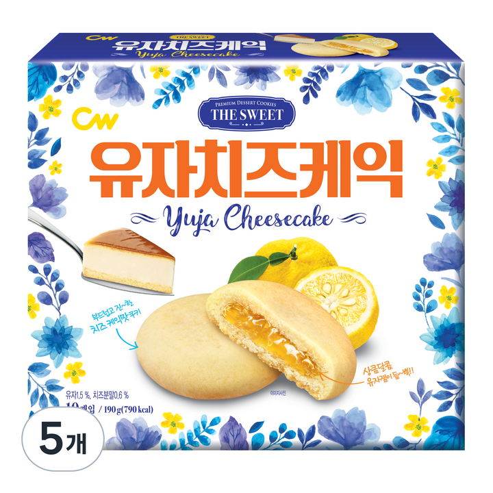 청우식품 유자치즈케익, 190g, 5개