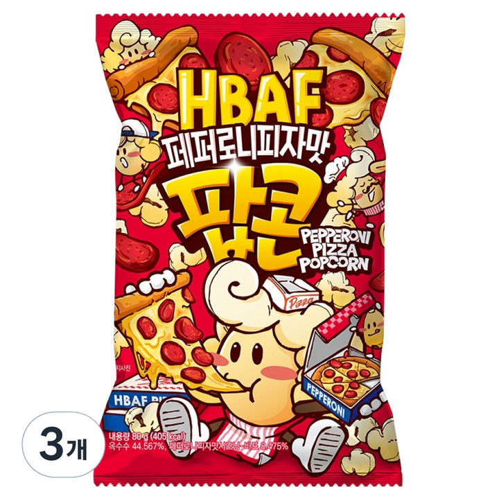 바프 페퍼로니피자맛 팝콘, 80g, 3개