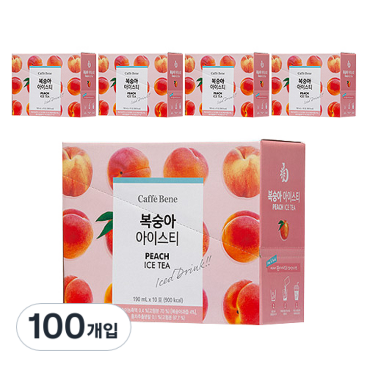카페베네 복숭아아이스티, 190ml, 100개