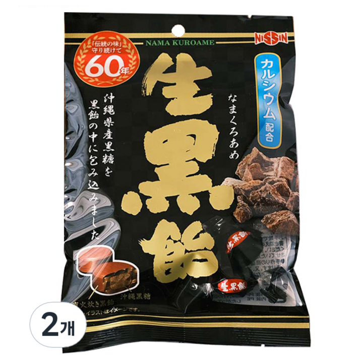 닛신제과 흑설탕 사탕, 105g, 2개