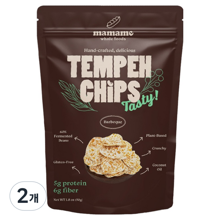 마마메 템페 칩스 바베큐, 50g, 2개