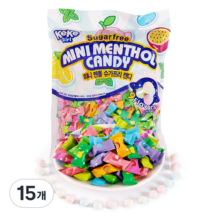케케걸 미니 멘톨 슈가프리 캔디, 1kg, 15개