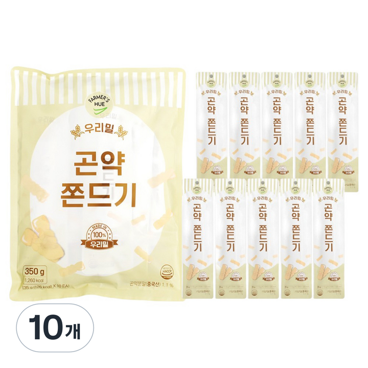 파머스휴 우리밀 100% 곤약 쫀드기 10p, 350g, 10개