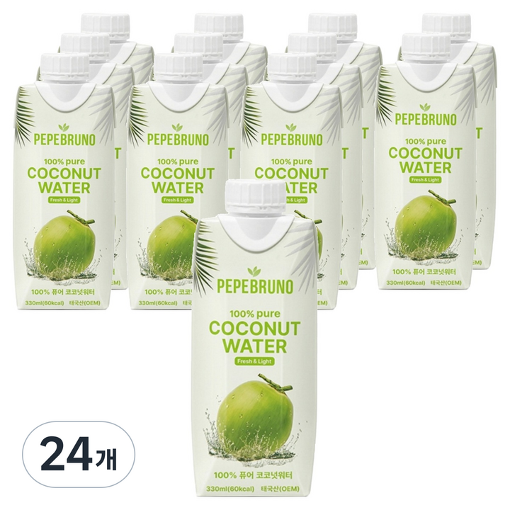 페페브루노 100프로 퓨어 코코넛워터, 24개, 330ml