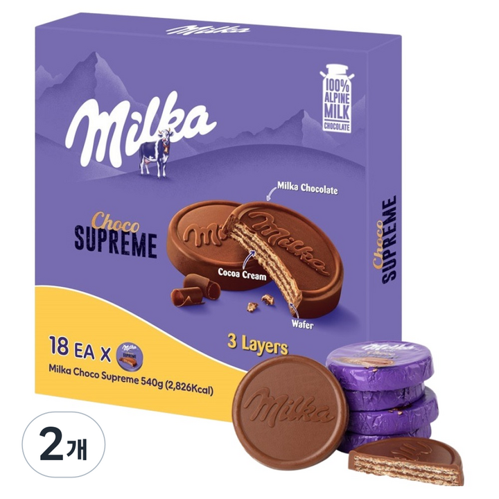 밀카 초코 슈프림 18p, 2개, 540g