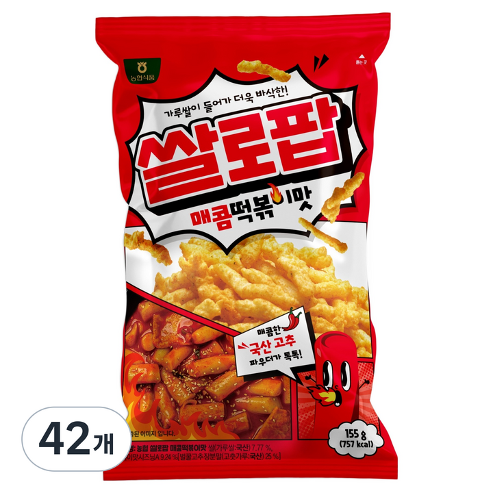 농협식품 쌀로팝 매콤 떡볶이맛, 155g, 42개