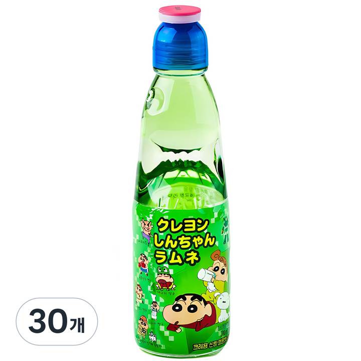 하타라무네 크레용 신짱 라무네 탄산음료 멜론맛, 200ml, 30개