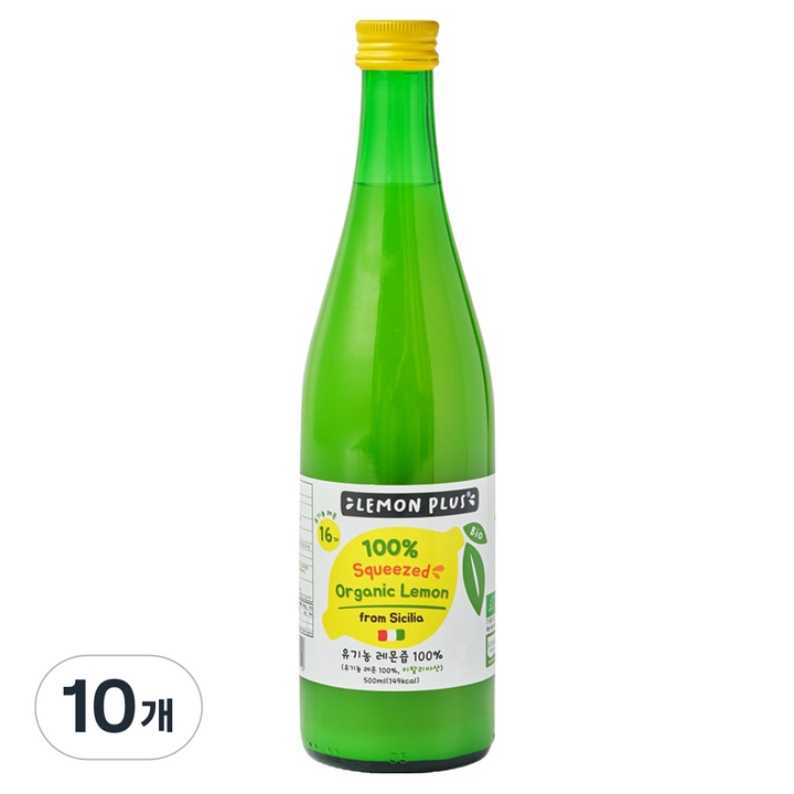 레몬플러스 유기농 레몬즙, 500ml, 10개