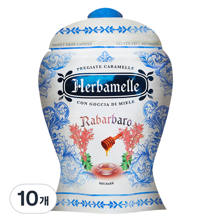에르바멜레 허니드롭 루바브 캔디, 100g, 10개