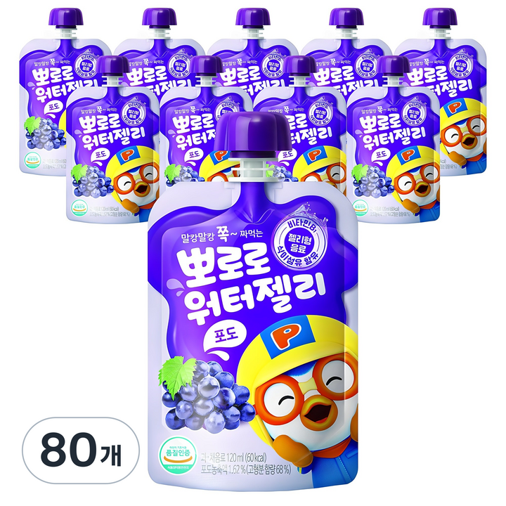 팔도 뽀로로 워터젤리 포도, 120ml, 80개