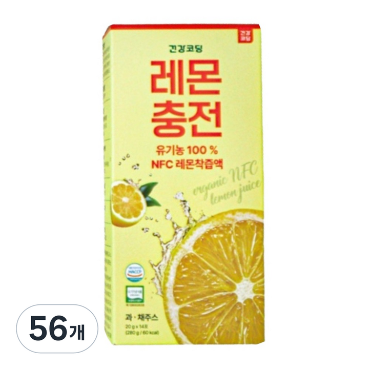 건강코딩 레몬충전 레몬즙 14p, 4개, 280g