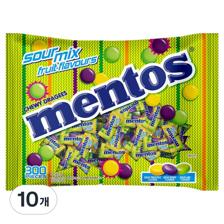 멘토스 사워믹스 300p, 810g, 10개