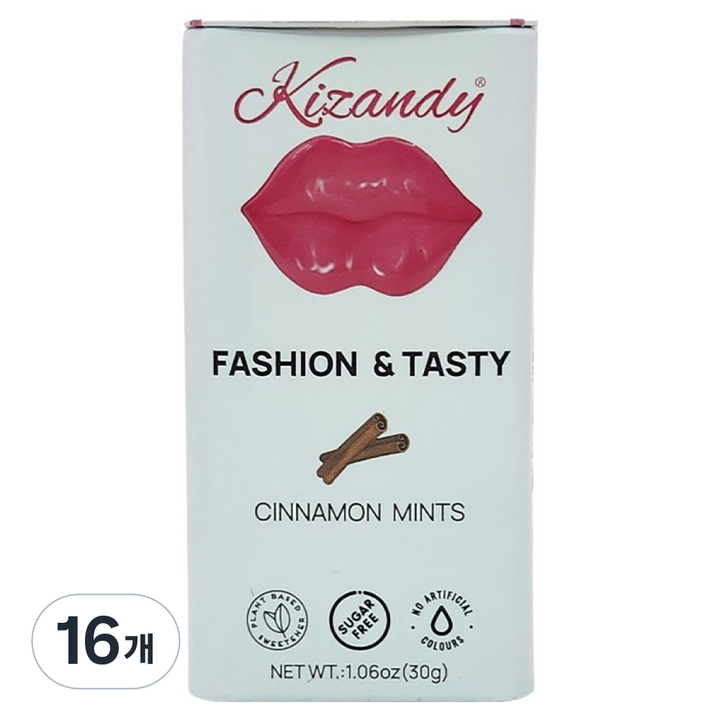 키잰디 슈가프리 민트 캔디 시나몬맛, 30g, 16개