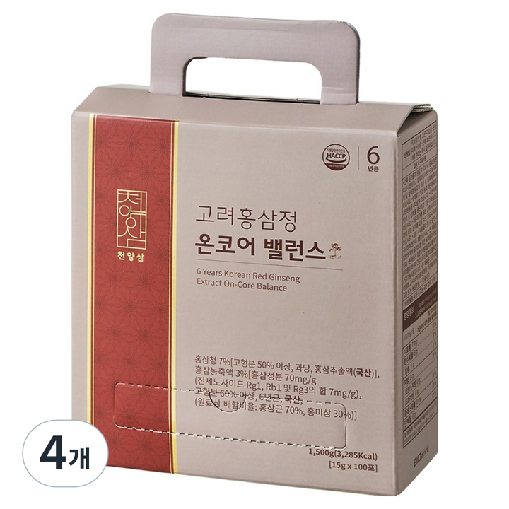 천양삼 6년근 고려홍삼정 온코어 밸런스 홍삼스틱, 15g, 400개