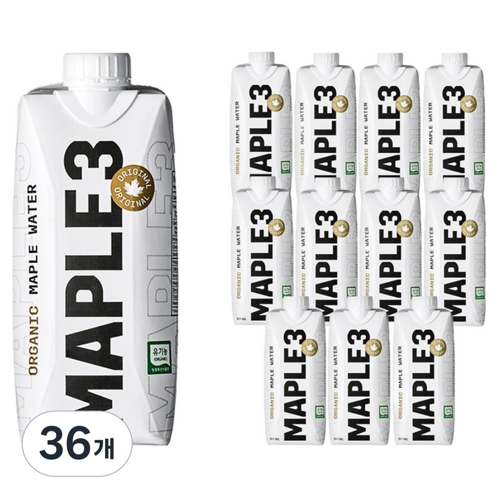메이플3 캐나다 유기농 인증 메이플워터, 500ml, 36개