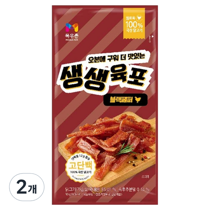 목우촌 생생 육포 블랙페퍼, 30g, 2개