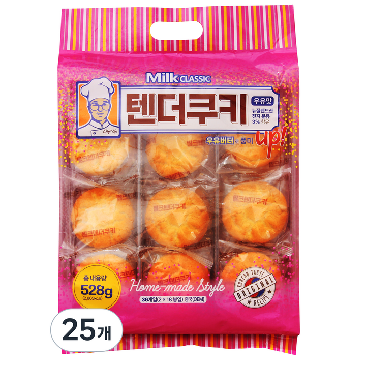 밀크클래식쌀과자 밀크텐더쿠키, 25개, 528g
