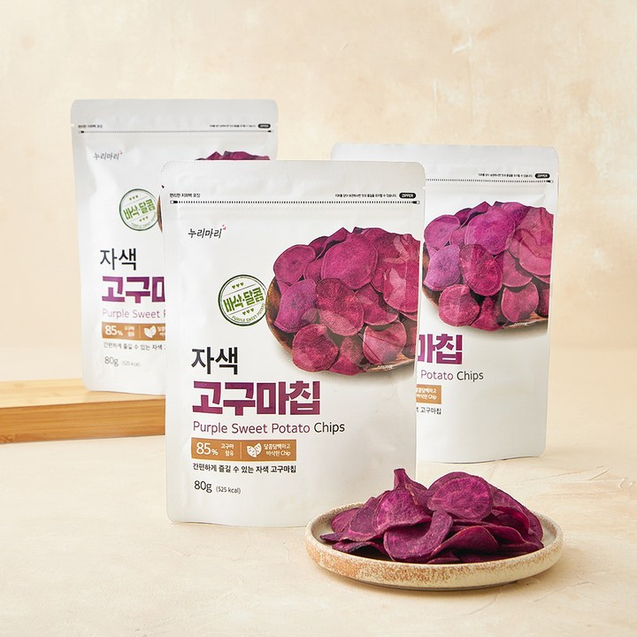 누리마리 자색고구마칩, 3개, 80g