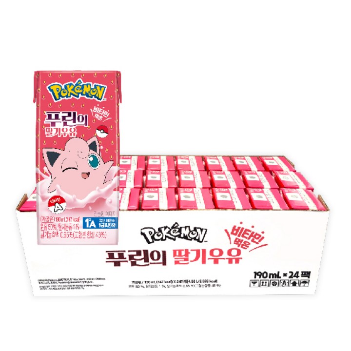 포켓몬 푸린의 딸기 우유, 190ml, 24개