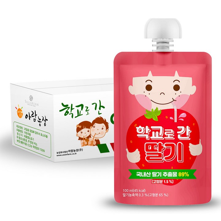아람농장 학교로 간 주스, 100ml, 40개, 딸기