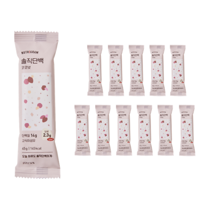뉴트리그램 솔직단백 단백질바 코코넛, 45g, 12개