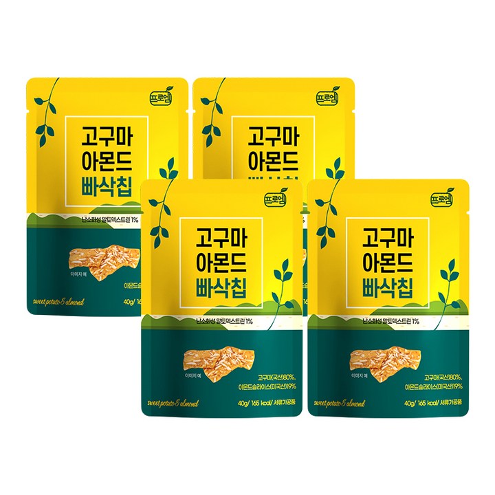 프로엠 고구마 아몬드 빠삭칩, 40g, 4개