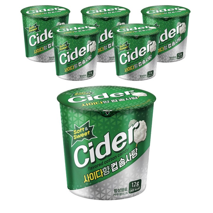 사이다향 컵 솜사탕, 12g, 6개