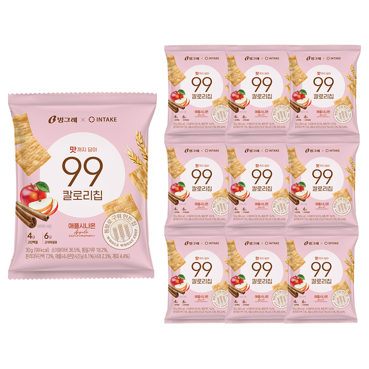 빙그레 99칼로리칩 애플시나몬, 30g, 10개
