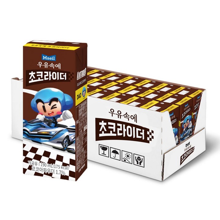 매일유업 우유 속에 초코라이더, 190ml, 24개