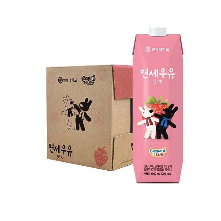 연세우유 딸기맛, 1L, 9개