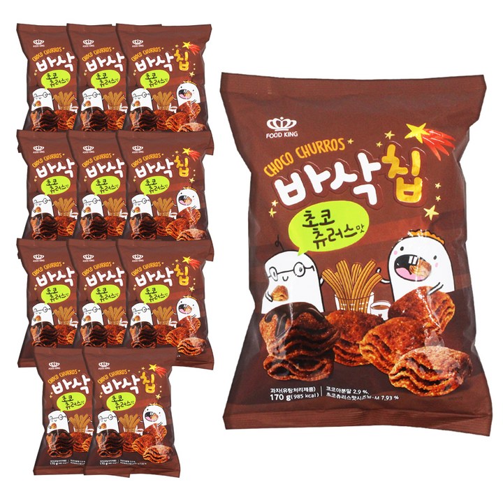 푸드킹 바삭칩 초코 츄러스맛, 170g, 12개