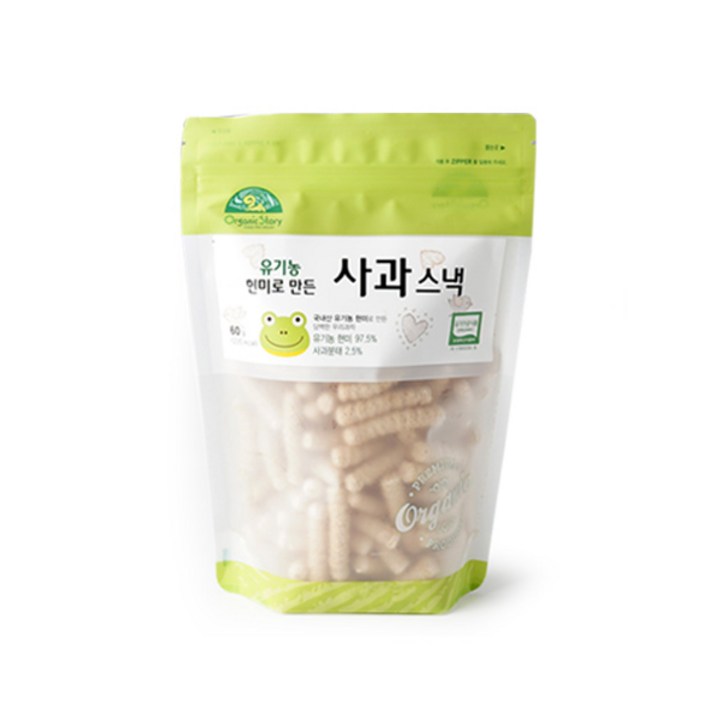 OrganicStory 유기농 현미로 만든 사과 스낵, 60g, 1개