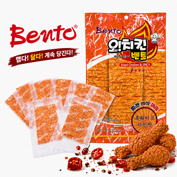 벤토 오치킨 후라이드치킨맛 쫄깃 바삭 매콤 대용량 (5g X 8개), 1개, 40g