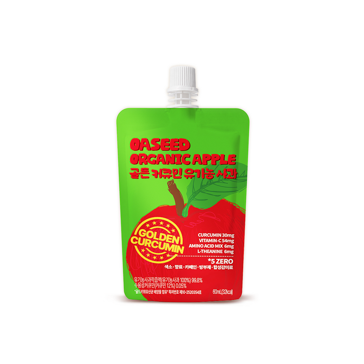 OASEED 골든 커큐민 착즙 유기농 사과 주스 60ml 42p, 1세트, 2.52L