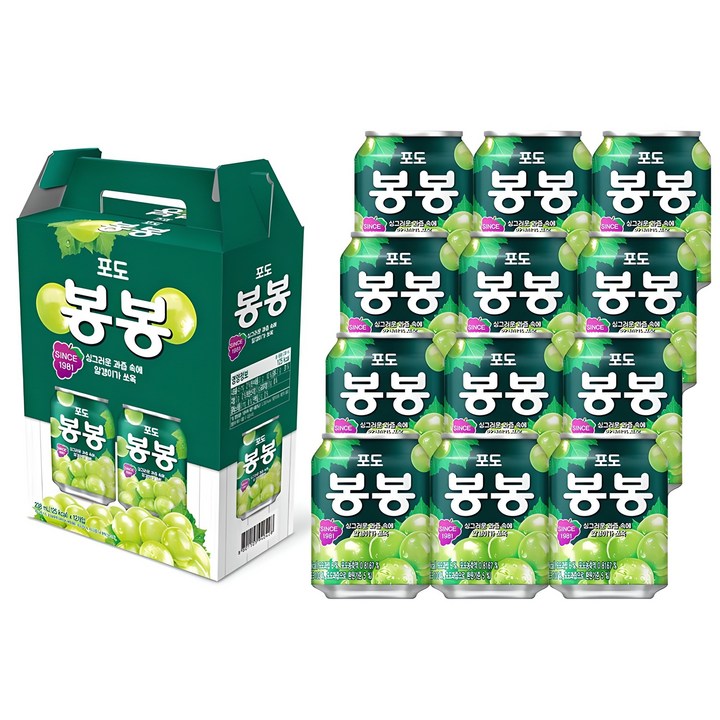 해태htb 포도 봉봉, 238ml, 12개