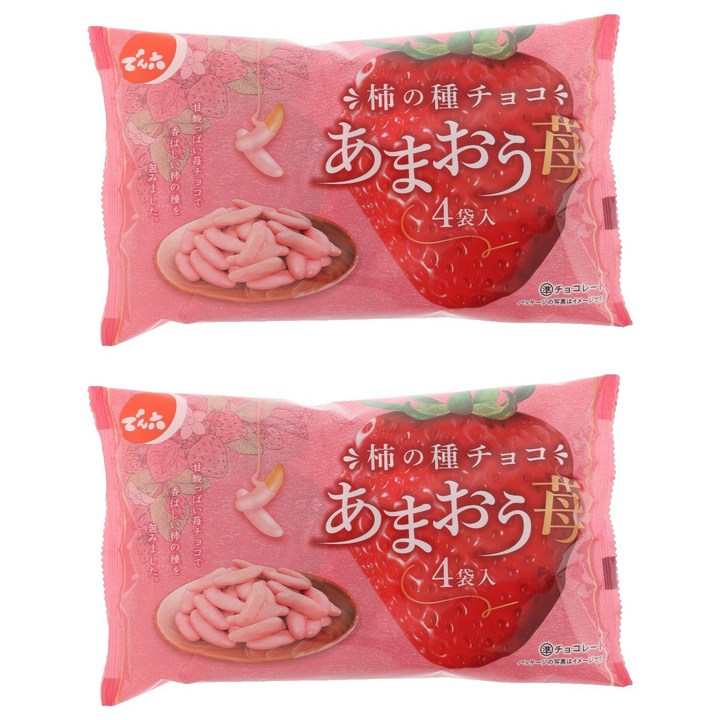 덴로쿠 카키노타네 초코 아마오우 딸기 4개입, 2개, 76g