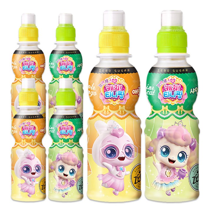 캐치티니핑 제로 음료수 2종 애플망고맛+샤인머스켓맛, 6개, 200ml