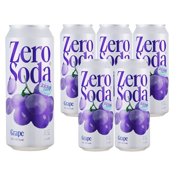 클룹 제로소다 포도, 6개, 500ml