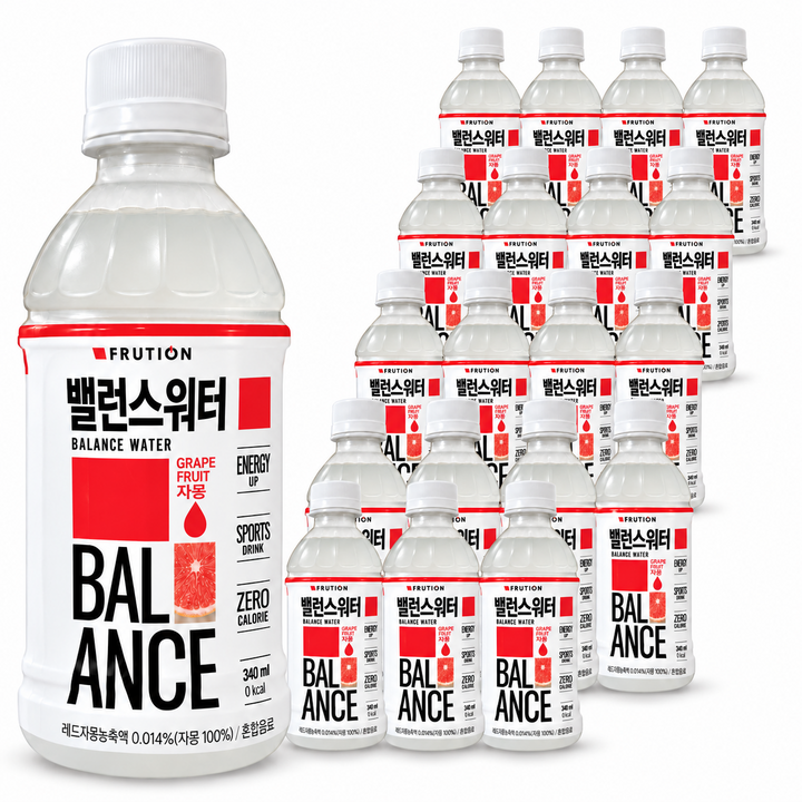 [프루티온] 밸런스워터 자몽 340ml 제로칼로리 이온음료 전해질음료 수분 밸런스, 20개