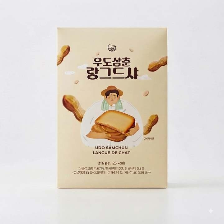 우도삼춘 랑그드샤 우도땅콩 샌드 제주 기념품 선물, 1개, 216g