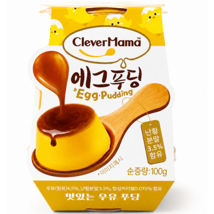 (배터짐)CIeverMama 계란우유맛 에그푸딩 젤리 카라멜 한곽100g 6개개입, 1개, 600g