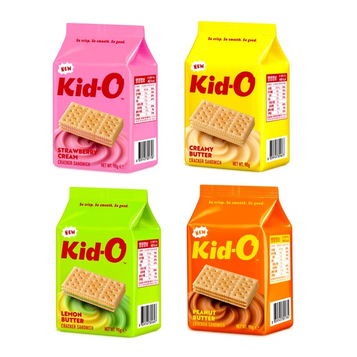 키도(딸기+피넛+레몬+크리미+크래커) 샌드위치 크래커 4종 90g, 4개